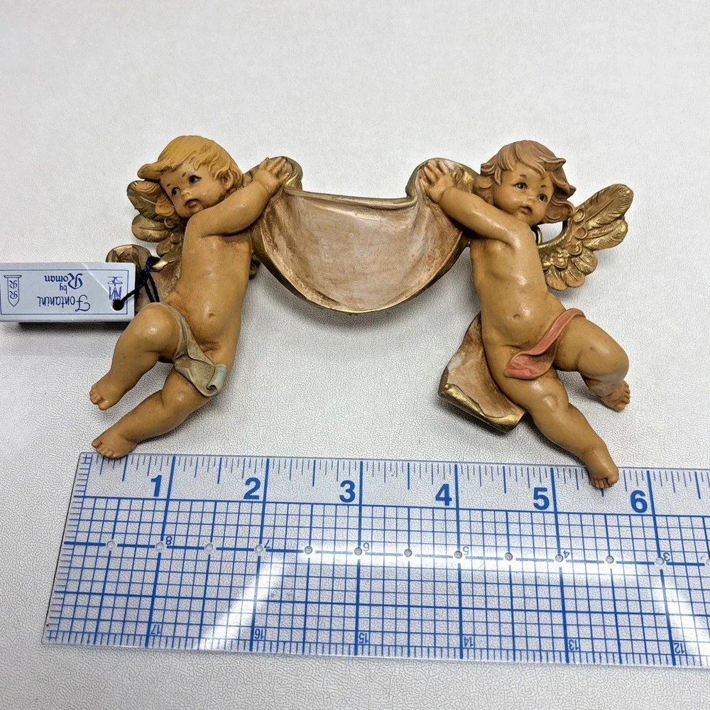 Vtg 80s Wall Fontanini Simonetti Roman Nativity Cherub Depose Angel Banner W/Tag